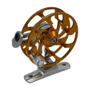 simhoa Fly Fishing Reel Baitcasting Reel Compact Labor Saving Right Hand Lightweight Metal Ice Fishing Reel for Freshwater Saltwater Gold